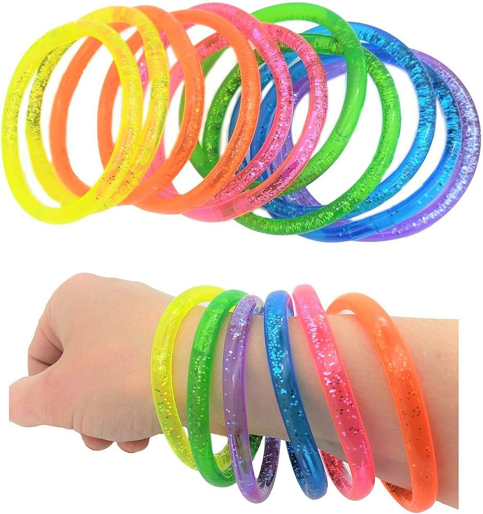 Zugar Land 6" Liquid Super Glitter Colorful Bracelet Bright Neon Colors. Cool Bracelets for Party Fa | Amazon (US)