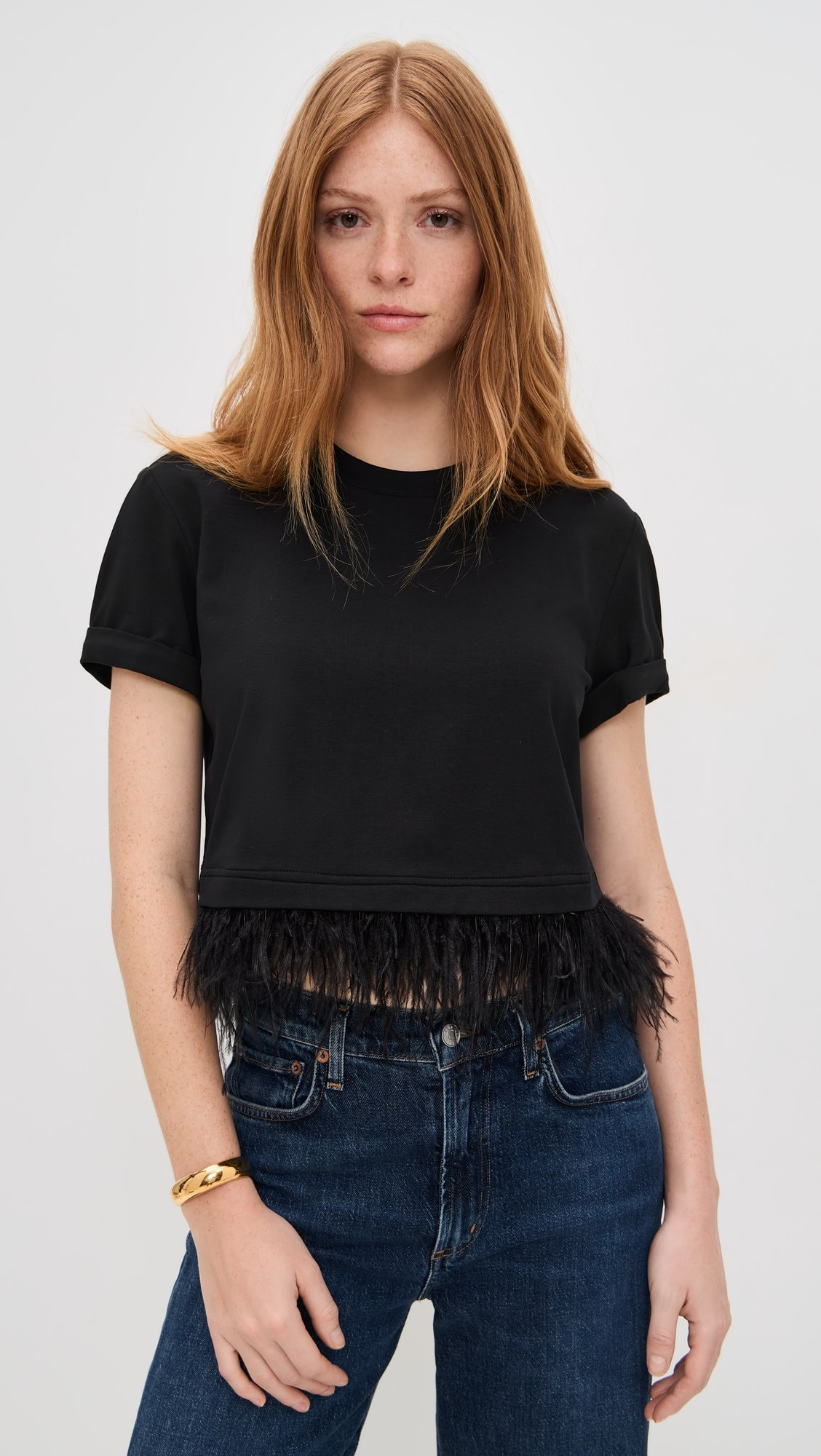 Short Sleeve Cropped Feather Tee | Shopbop