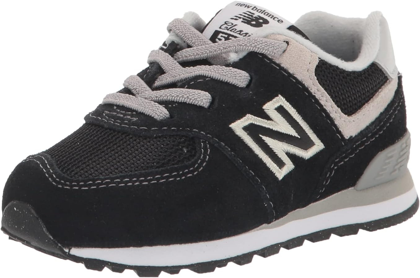 New Balance Boy's 574 Core Bungee Sneaker, Black/White, 7.5 Wide Toddler | Amazon (US)