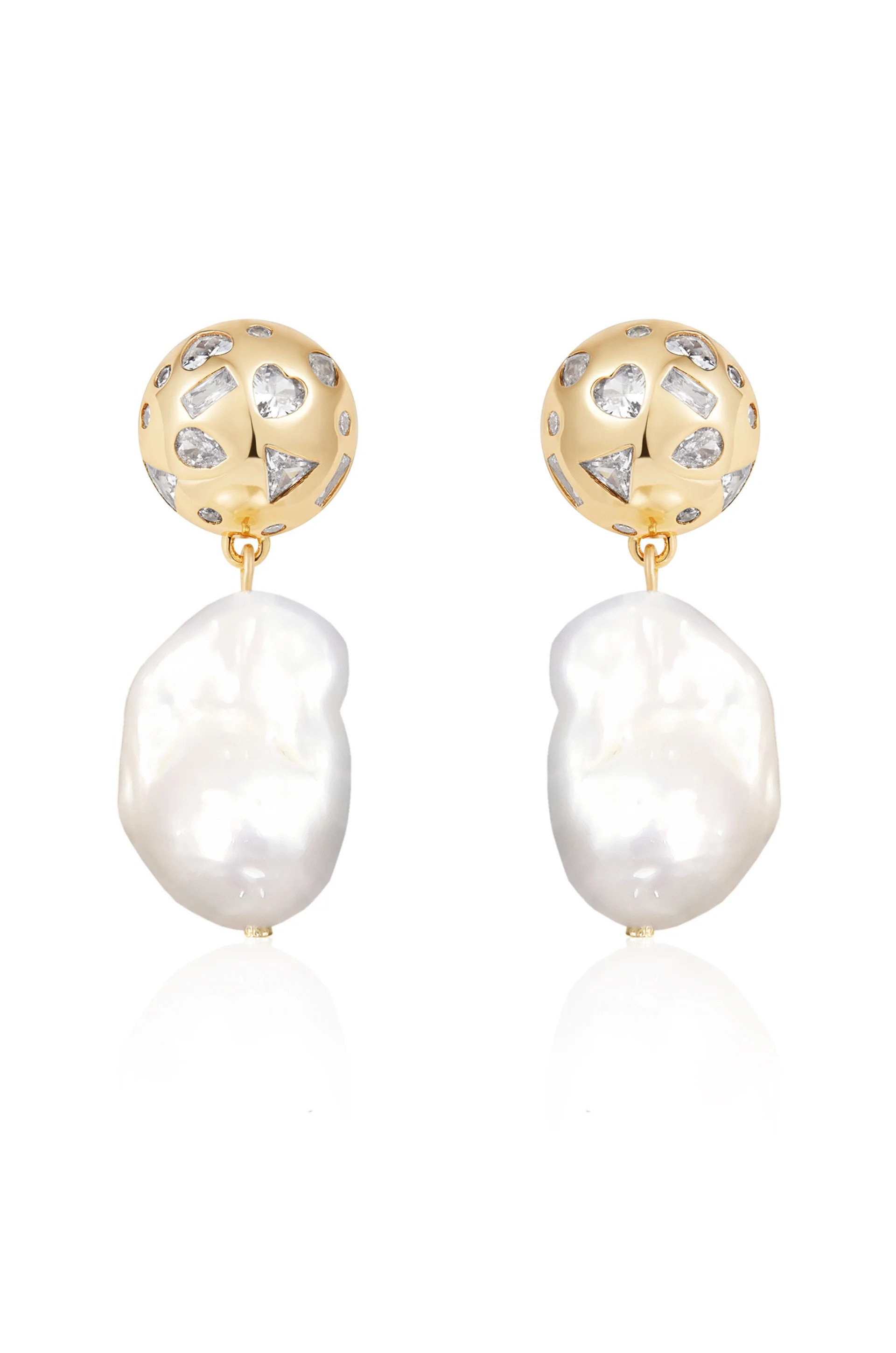 Bezel Ball Drop Pearl Earrings | Ettika
