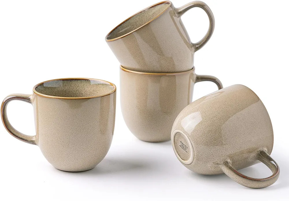 AmorArc 12oz Coffee Mugs, Ceramic Coffee Mugs set of 4 for Man, Woman, Dad, Mom, Modern Coffee Mu... | Amazon (US)