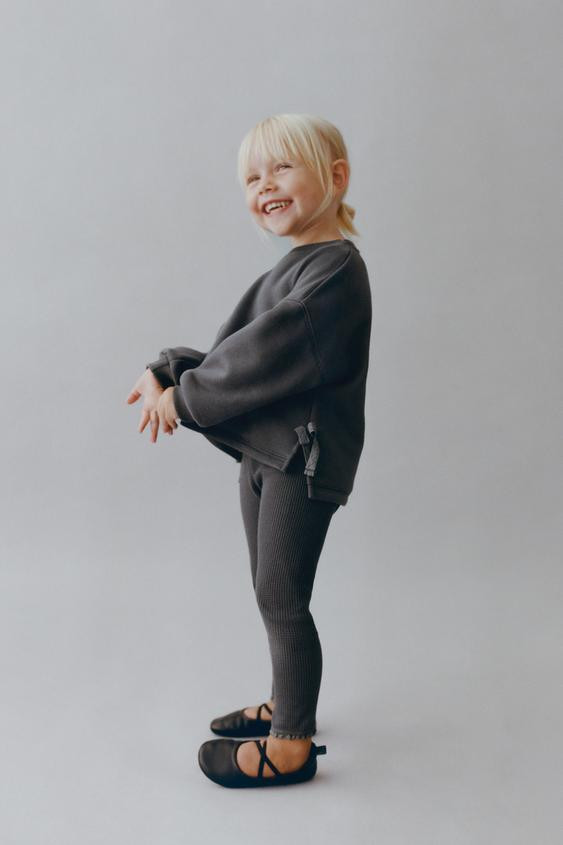 SWEATSHIRT WITH LACE TIES AND WAFFLE WEAVE LEGGINGS SET | Zara US