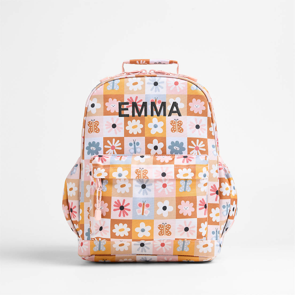 Leopard Floral Personalized Medium Kids School Backpack with Side Pockets + Reviews | Crate & Kid... | Crate & Barrel