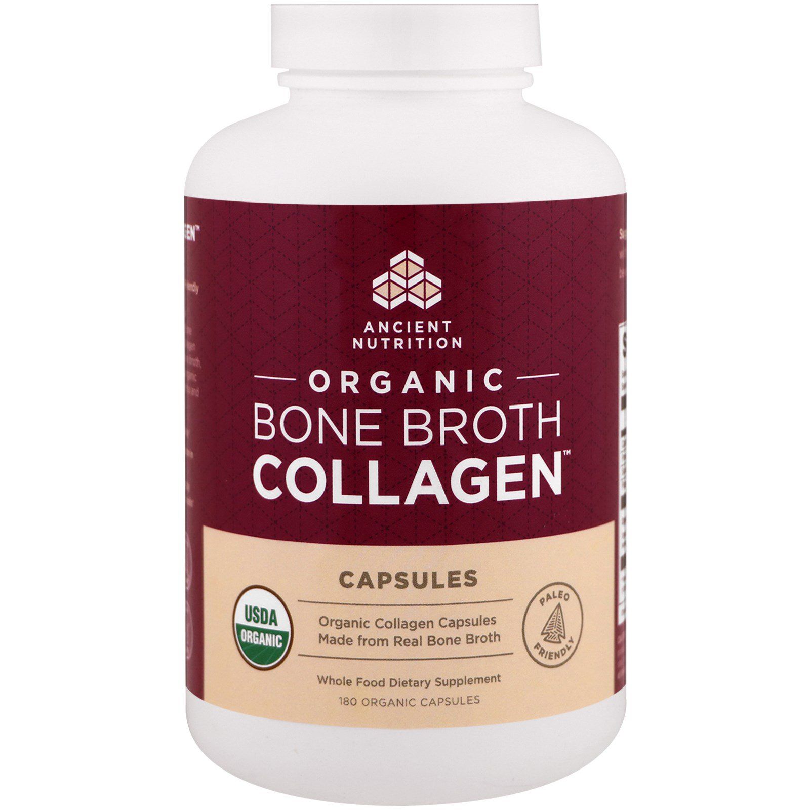 Dr. Axe / Ancient Nutrition, Organic Bone Broth Collagen, 180 Capsules | iHerb