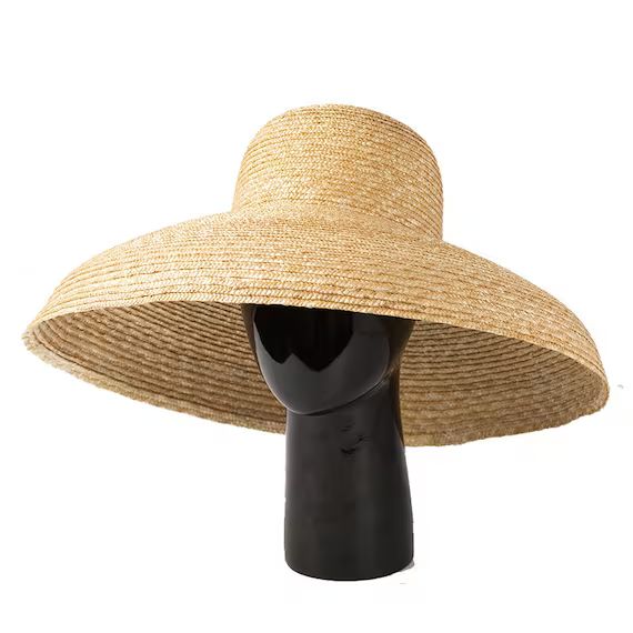 European and American vintage elegant bowl-shaped straw hat lady hat in summer sun block hat. | Etsy (US)