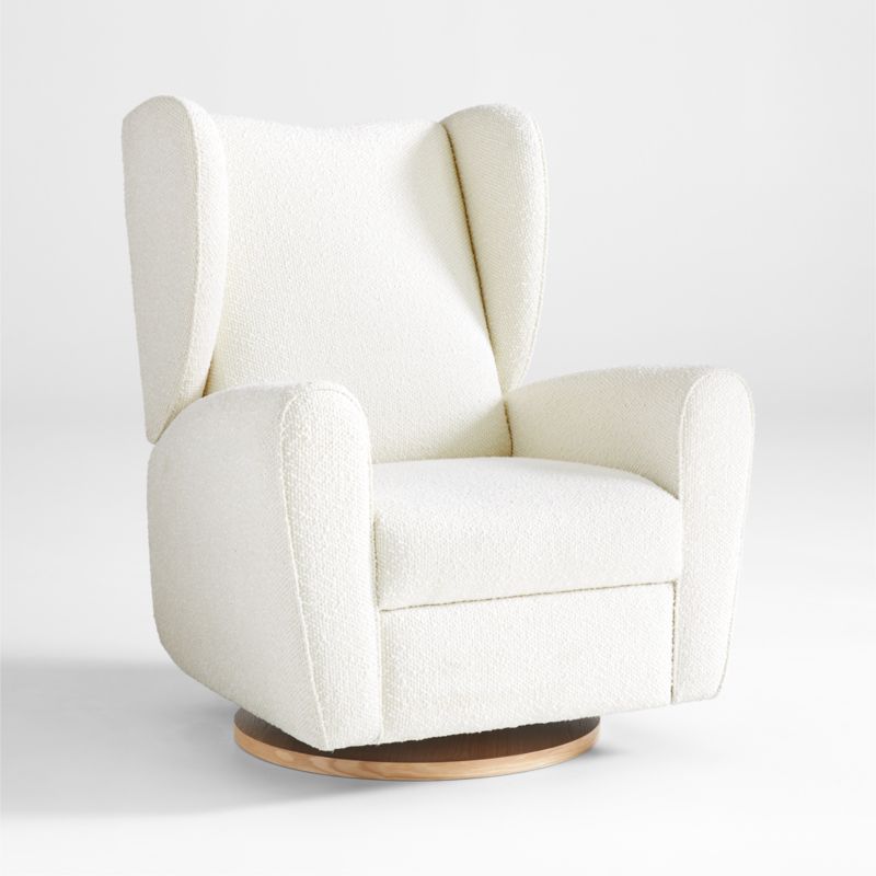 Seesaw Cream Boucle Nursery Power Recliner Chair w/ Electronic Control and USB with Metal Base + ... | Crate & Barrel