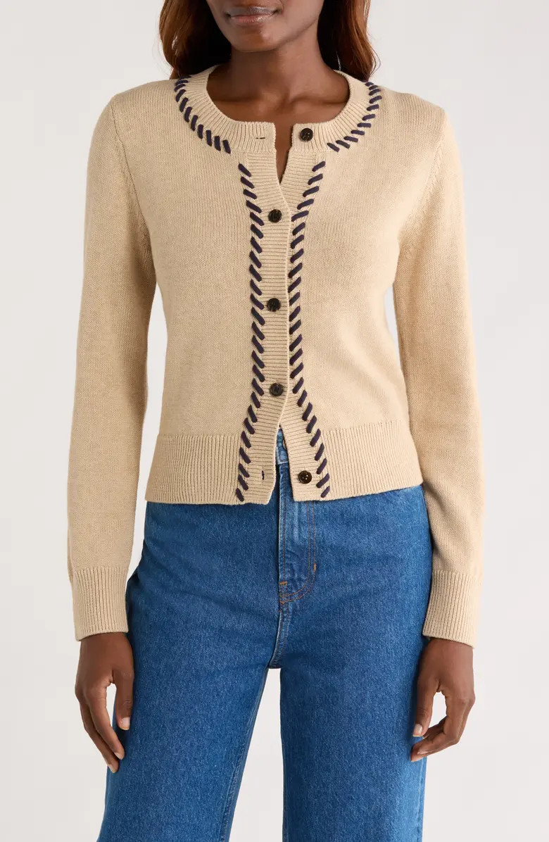 Rails Norah Contrast Detail Cotton Blend Cardigan | Nordstrom | Nordstrom
