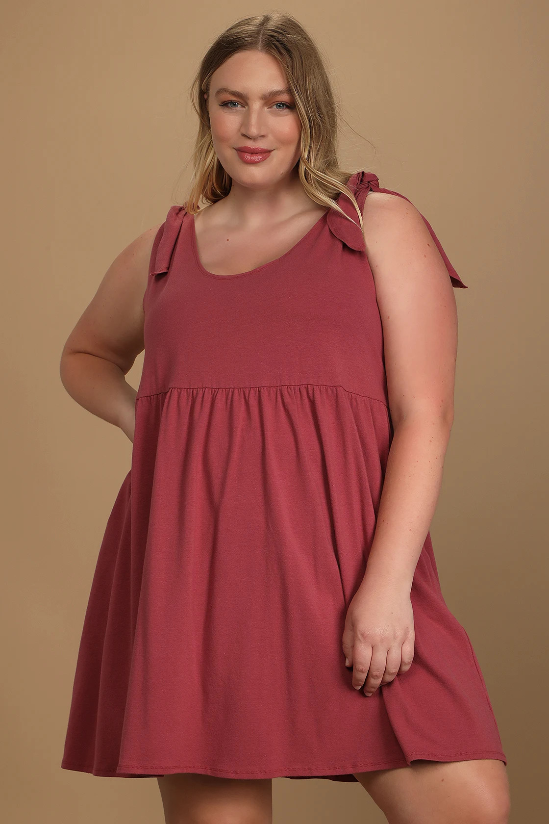 Don't Worry, Baby Washed Burgundy Tie-Strap Babydoll Dress | Lulus (US)