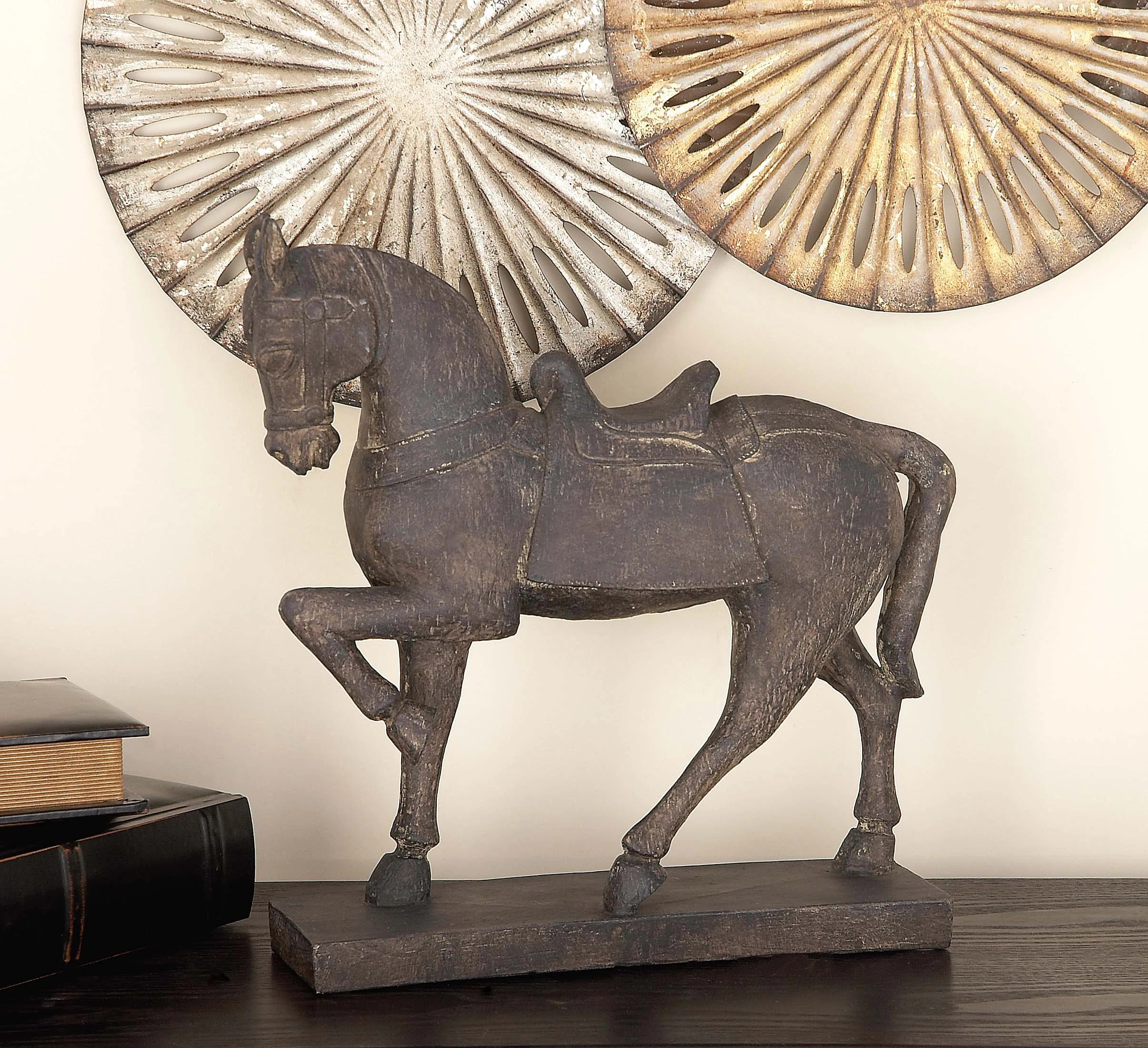 Wagnon Brown Polystone Prancing Horse Sculpture | Wayfair North America