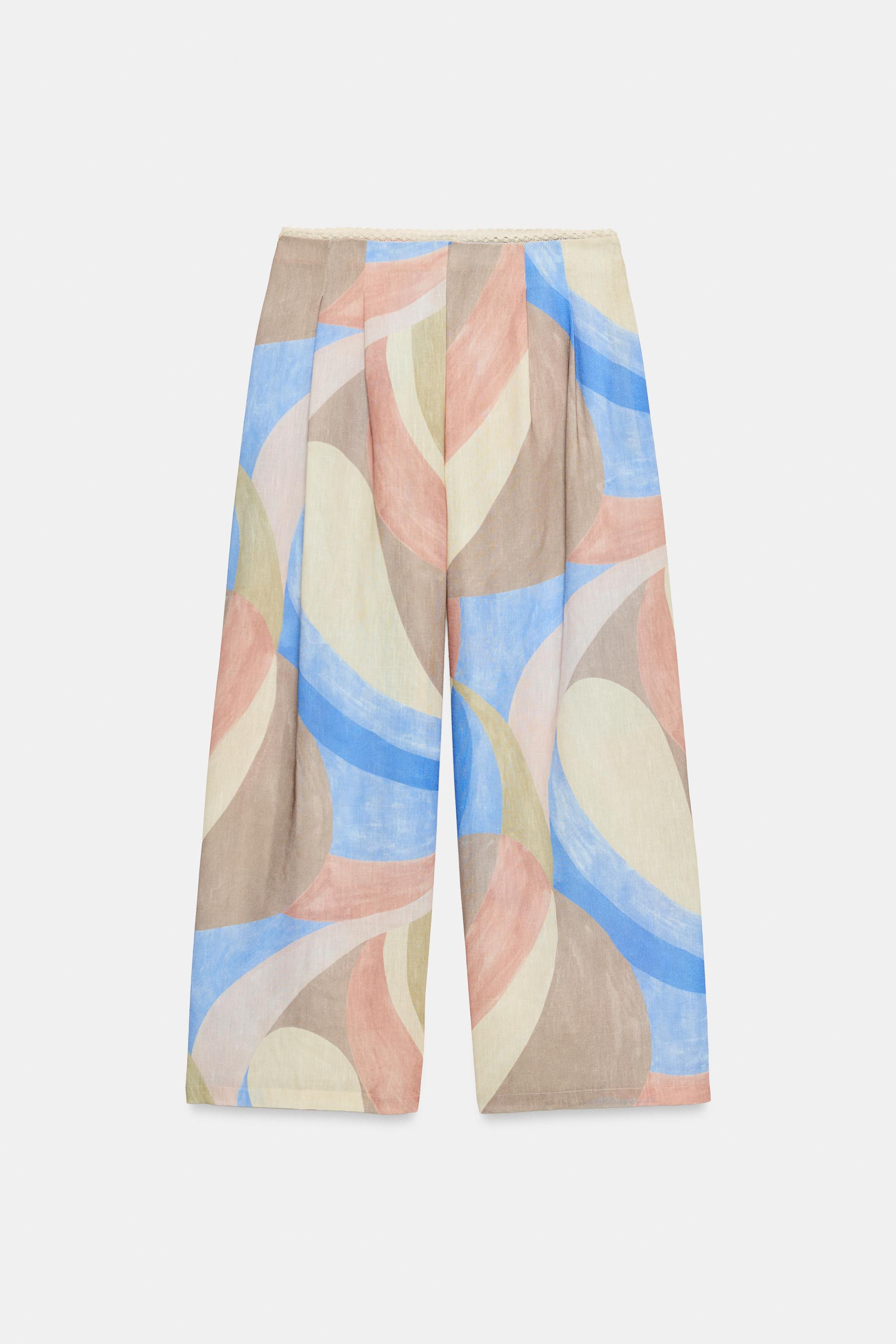 PRINTED WIDE-LEG TROUSERS | Zara UK