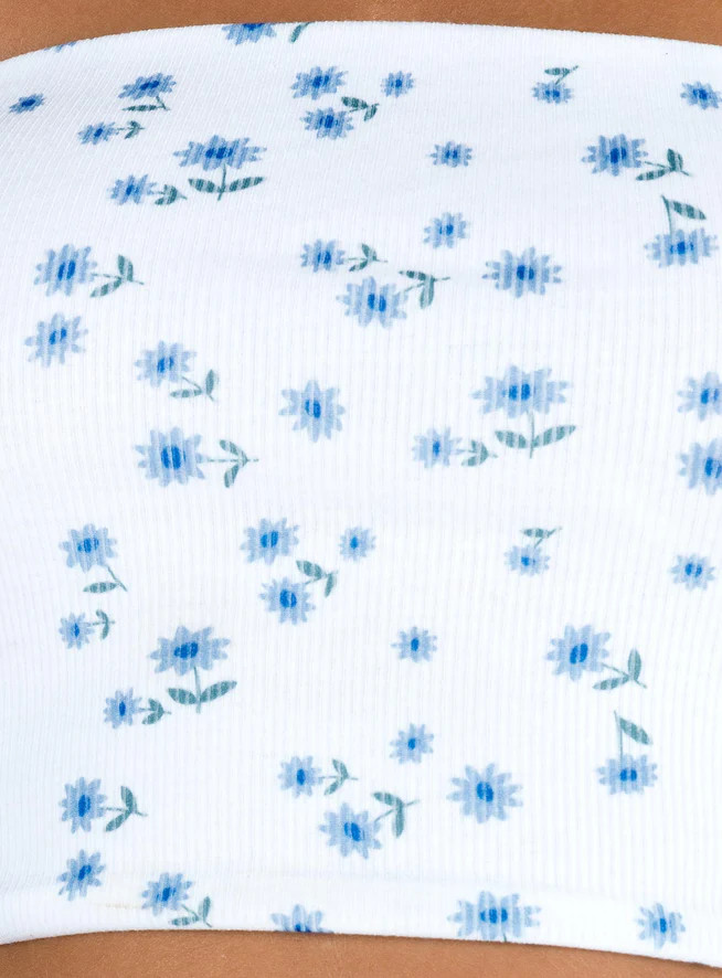 Kinney Strapless Top White / Floral | Princess Polly US