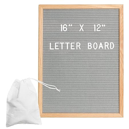 Gray Felt Letter Board with 650 Letters, Numbers & Symbols - 16 x 12 Inch Changeable Message Board w | Amazon (US)