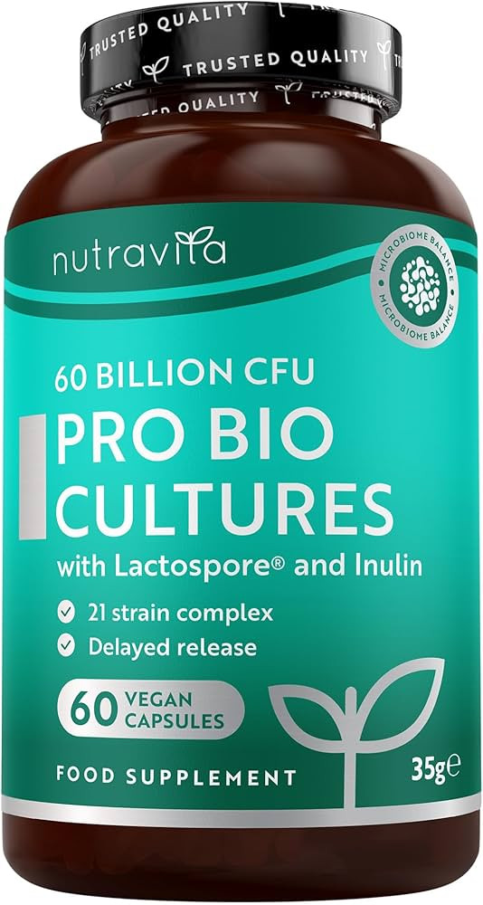 Nutravita Probiotics Cultures 60 Billion CFU, 21 Strain Complex with Lactobacillus Reuteri & Acid... | Amazon (UK)