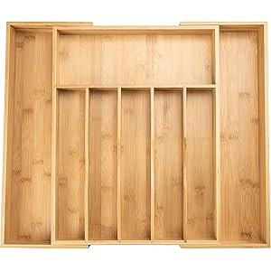 SMIRLY Kitchen Drawer Organizer - Utensil Tray Drawer Organizer, Silverware Tray for Drawer, Silv... | Amazon (US)