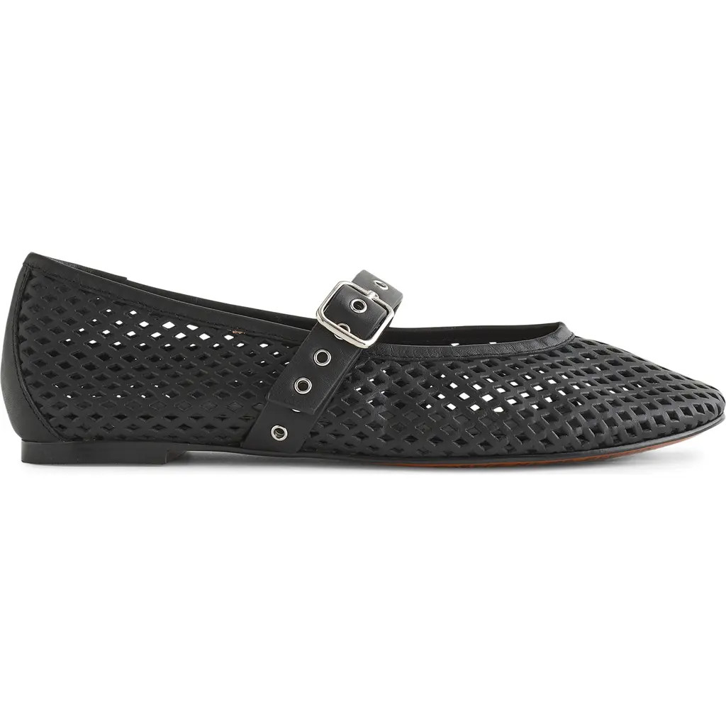 Madewell The Remy Perforated Mary Jane Flat in True Black at Nordstrom, Size 6 | Nordstrom
