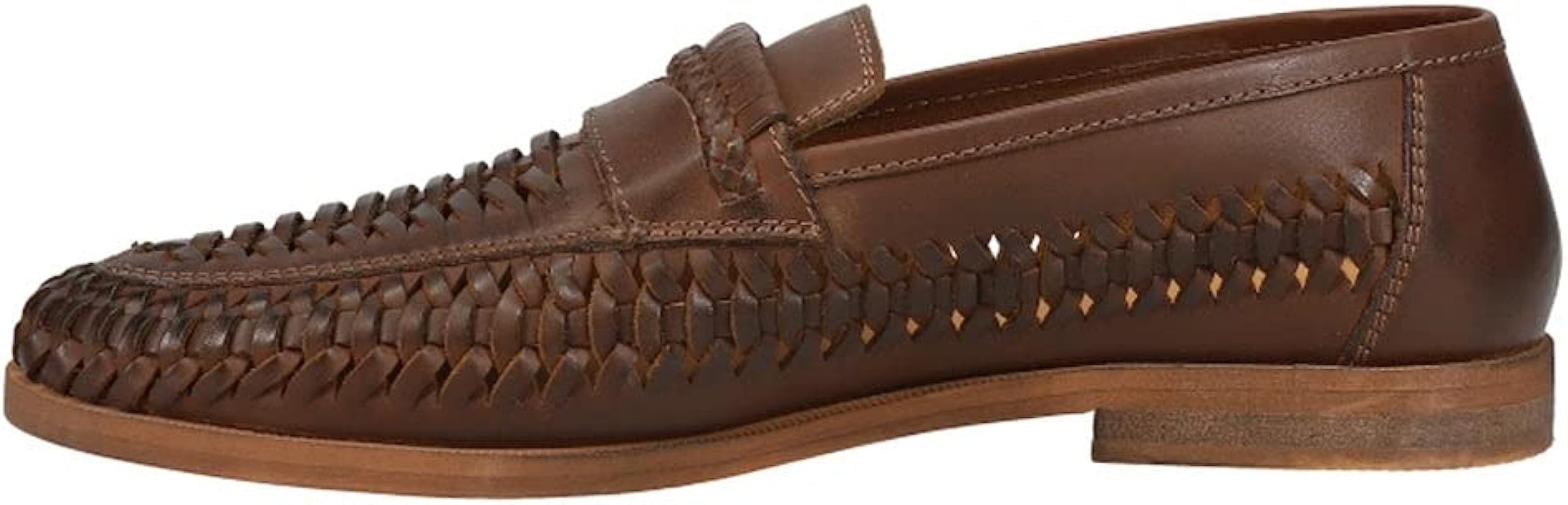 Rustic Asphalt Men's Pointy End Genuine Woven Leather Slip On Penny Loafer | Amazon (US)