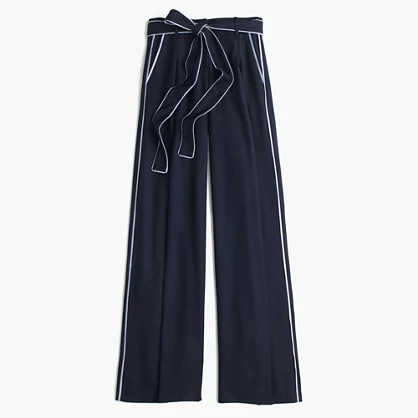 J.Crew for NET-A-PORTER® wide-leg pant with striped piping | J.Crew US