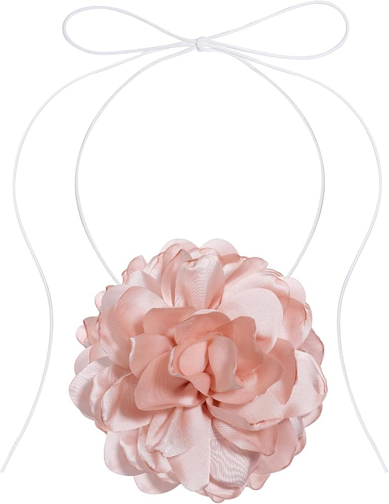 Flower Choker Necklace Rose Choker Camellia Flower Lace-up Necklace Gothic Choker for Women Girls | Amazon (US)