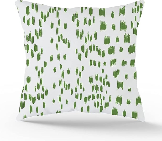 Vinisong Decorative Brunschwig Fils Les Touches Green and Off White Throw Pillow Cover | Cotton S... | Amazon (US)