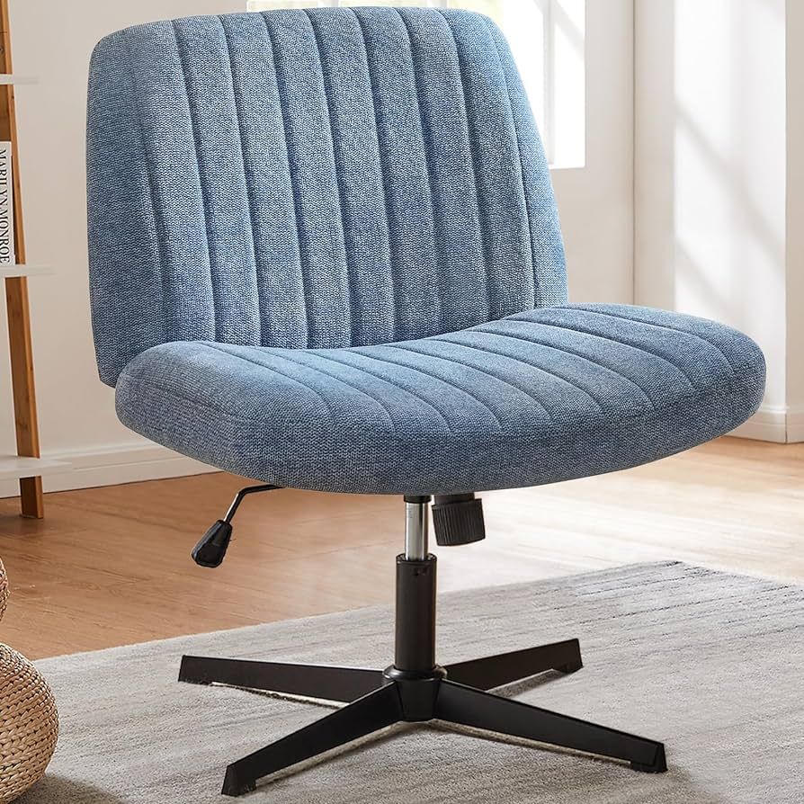 edx Criss Cross Chair,Armless Legged Office Desk Chair No Wheels,Fabric Padded Wide Seat Modern S... | Amazon (US)