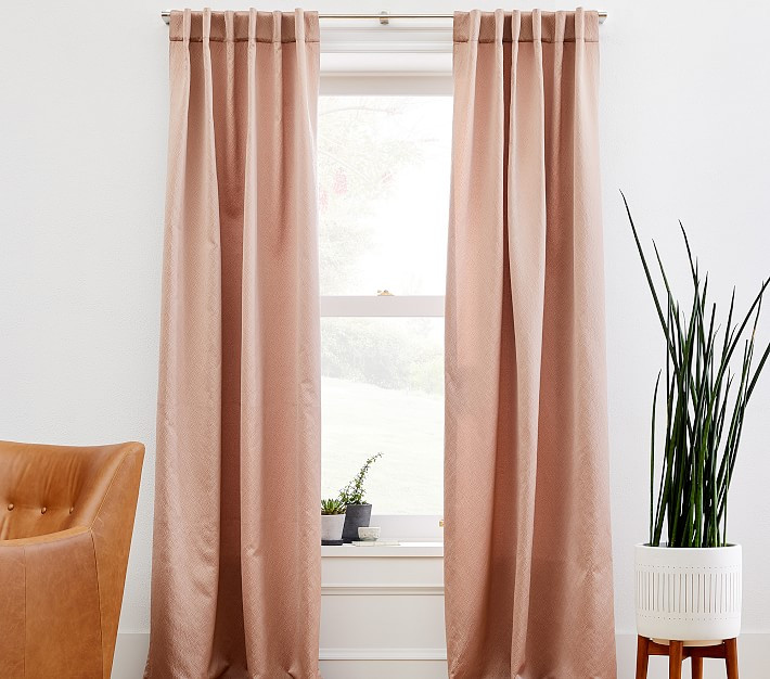 Ripple Jacquard Curtain - Dusty Blush | Pottery Barn Kids