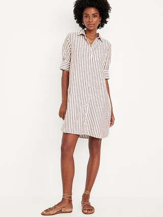 Linen-Blend Shirt Dress | Old Navy (US)