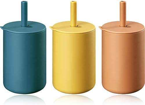 Mini Silicone Cups with Straw and Lid Cup, Reliable and Durable, 8 oz for Little Family Members (... | Amazon (US)