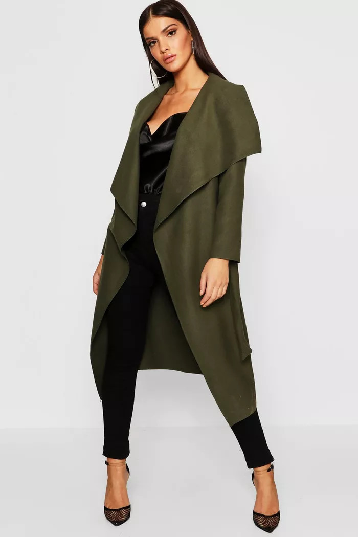Belted Waterfall Coat | boohoo (US & Canada)