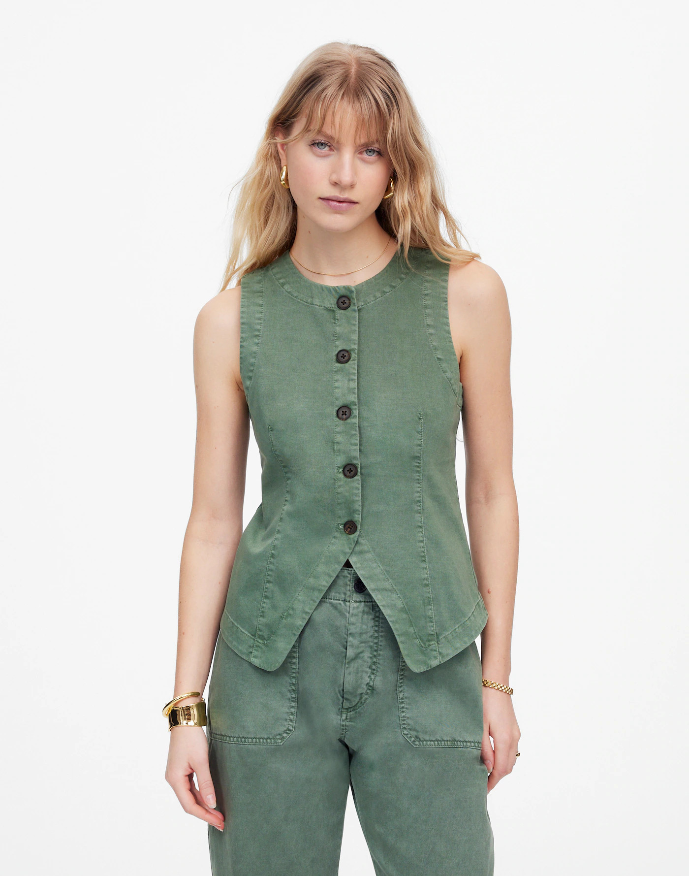 Twill Crewneck Vest in Garment Dye | Madewell | Madewell