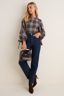 Chocolate Sky Plaid Ellery Blouse | Tuckernuck (US)