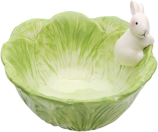 Cabilock Ceramic Bunny Cabbage Bowl Fruit Salad Bowl Kids Easter Rabbit Food Snack Serving Bowl T... | Amazon (US)