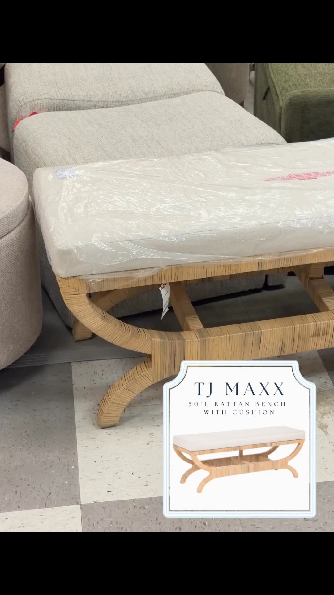 Designer look for less! 🤍 This gorgeous rattan bench with cushion  from TJ Maxx and Marshalls gives major Serena & Lily vibes for a fraction of the price. Perfect for an entryway, end of bed or living room. If you love coastal, organic modern, or Nancy Meyers-inspired decor, this is such a beautiful find!

coastal bench • rattan bench • Serena & Lily dupe • designer look for less • entryway bench • end of bed bench • organic modern decor • coastal home decor • TJ Maxx finds • Marshalls Home • HomeGoods finds

@tjmaxx @Marshalls

#LTKHome