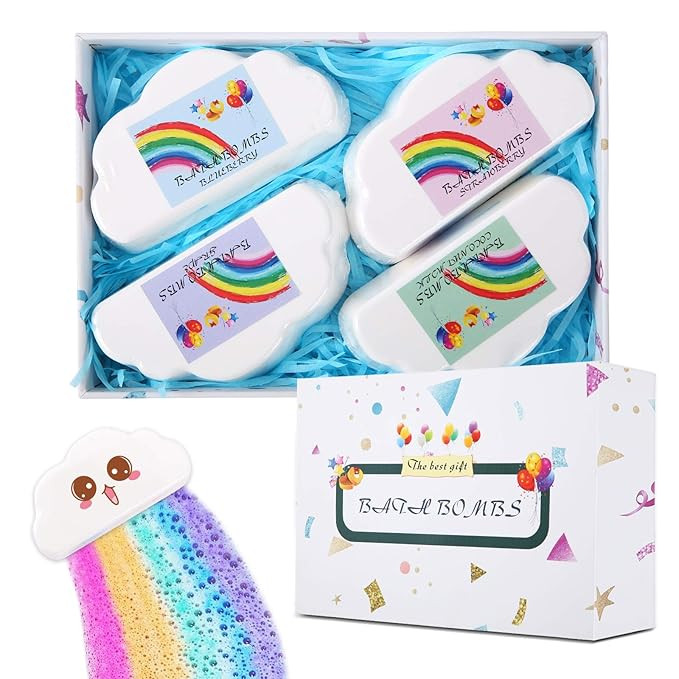 Sagekia Magic Rainbow Bath Bombs Gift Set, 4oz×4Pcs Organic Bath Bombs 99% Natural Ingredients, ... | Amazon (US)