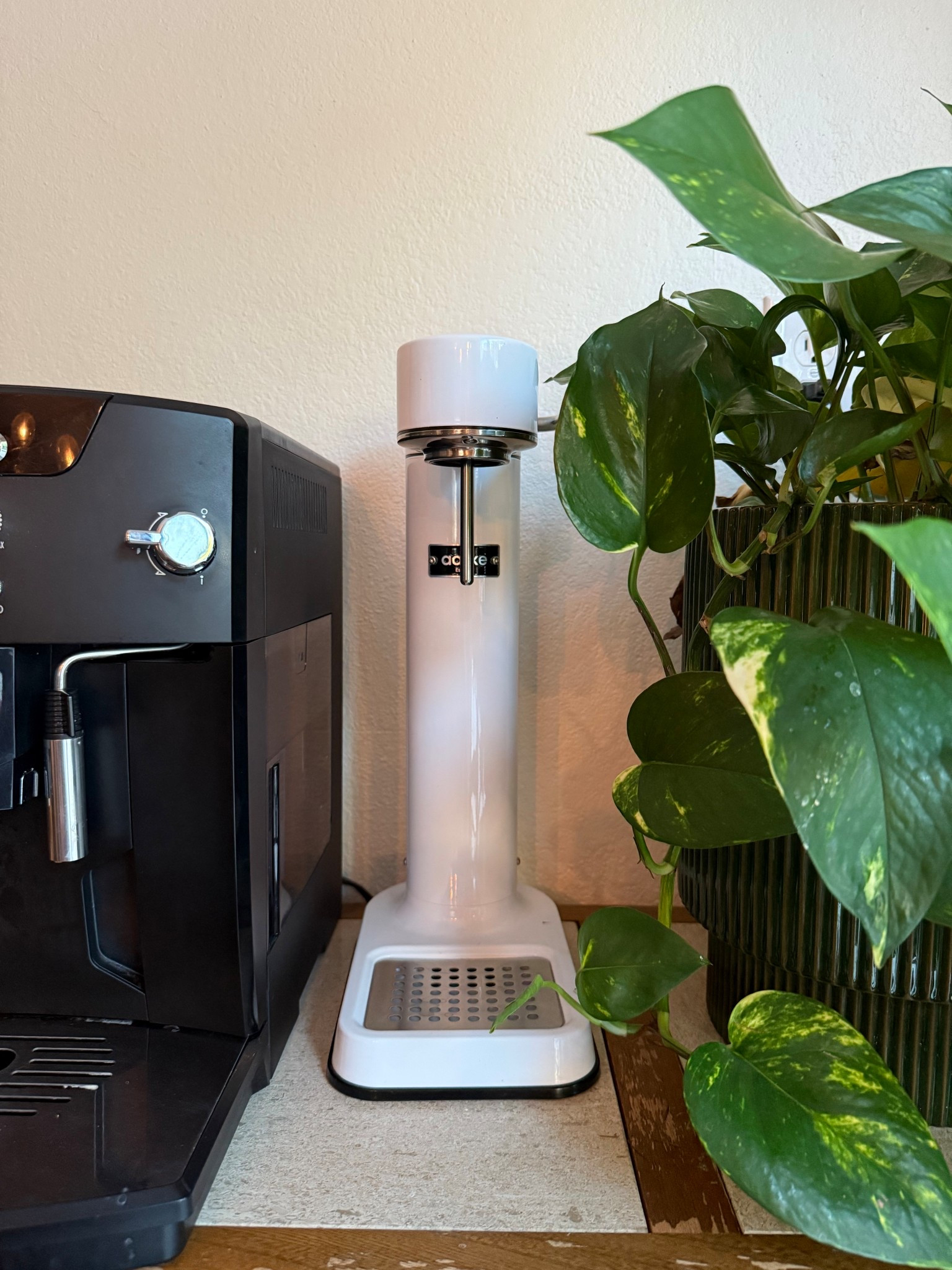 We’ve had our Aarke carbonator for two years and it’s one of those small upgrades that makes a big difference. It’s like a SodaStream’s cooler older sibling — same function, way better looks. We use it daily for sparkling water (which helps us drink way more of it), and it’s still working perfectly. Just replace the CO2 cartridge when needed and you’re good to go. It lives on our counter because honestly…it’s pretty enough to be decor. 💧 #kitchenupgrade #aarke #sparklingwater #countertopaesthetic #hydrationstation
