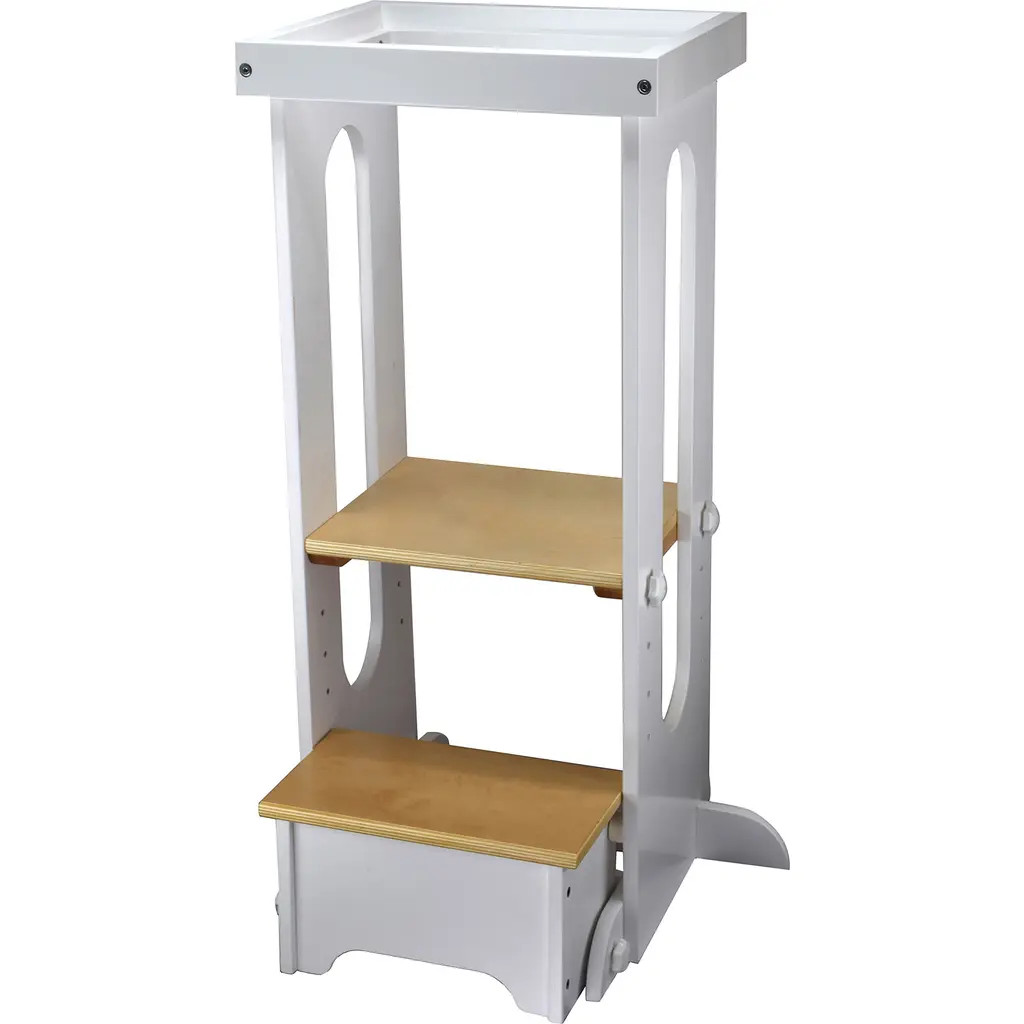 Little Partners Explore & Store Learning Tower® Toddler Step Stool in Soft White W/Natural Platform at Nordstrom | Nordstrom