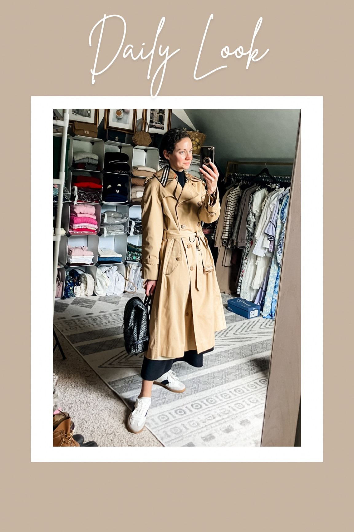 A classic spring outfit for a zoo trip!
My trench coat is vintage, linking similar. 
Wool sweater from Sezane. 
Black midi skirt from Amazon. 
Diamond stud earrings from Amazon. 
Black mini Coach backpack is vintage, linking similar. 
Tennis shoes from Target. 
Petite outfit. Classic outfit. Parisian outfit. Spring outfit. Modest outfit  

#LTKgrwm #LTKmomlife #LTKootd