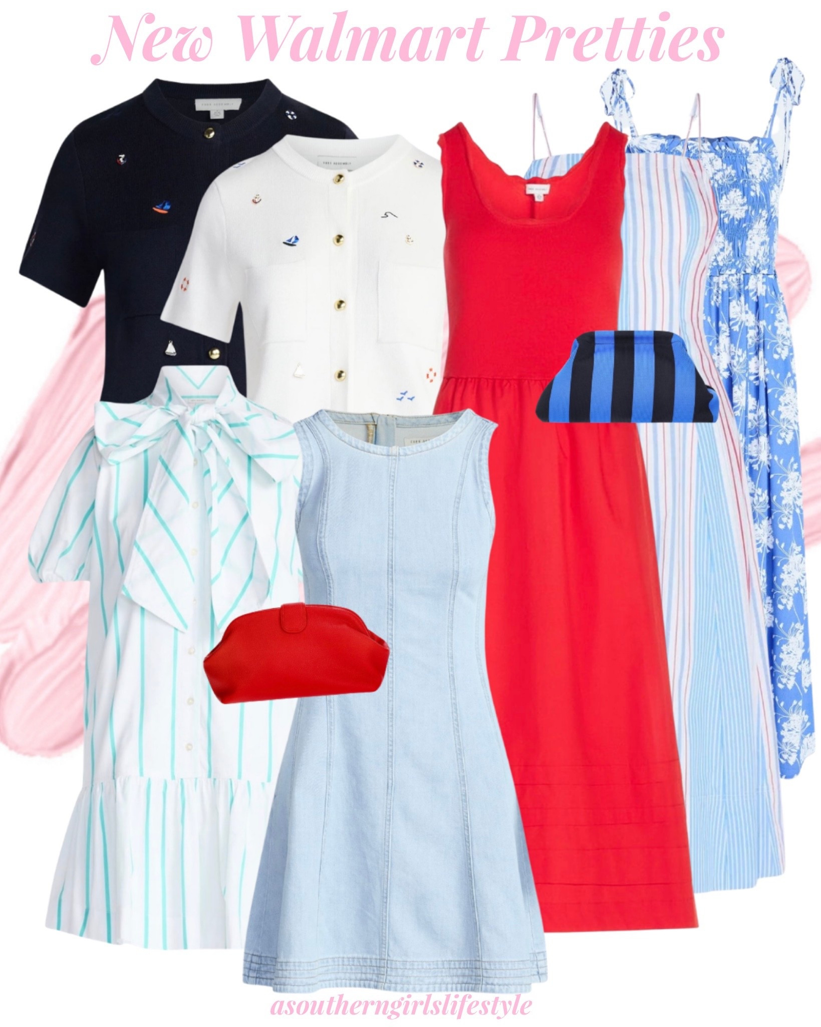 New Walmart Free Assembly Red, White & Blue Summer! Nautical/Patriotic Feels

Embroidered Cardigan Sweater in Navy & Cream, Red Scalloped Mixy Dress, Striped Dress, Floral Smocked Dress, Denim Dress, Mint Tie Neck Dress, Red Clutch & Blue/Navy Striped Clutch

July 4th. Fourth of July. Memorial Day. Spring Dresses. Summer Dress. Spring Outfits 206 

#LTKPetite #LTKootd #LTKSeasonal