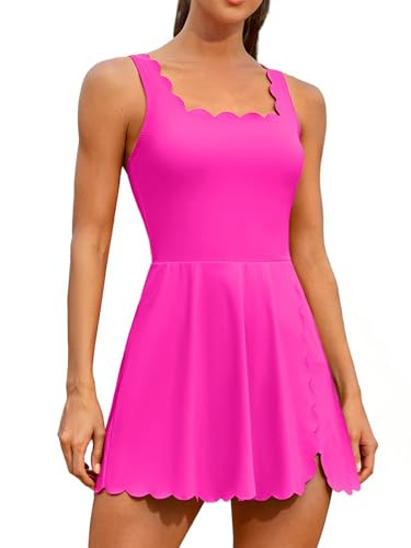 ATTRACO Women's Athletic Dress Adjustable Strap Sports Dress Built-in Shorts Tennis Outfits Hot Pink M | Amazon (US)