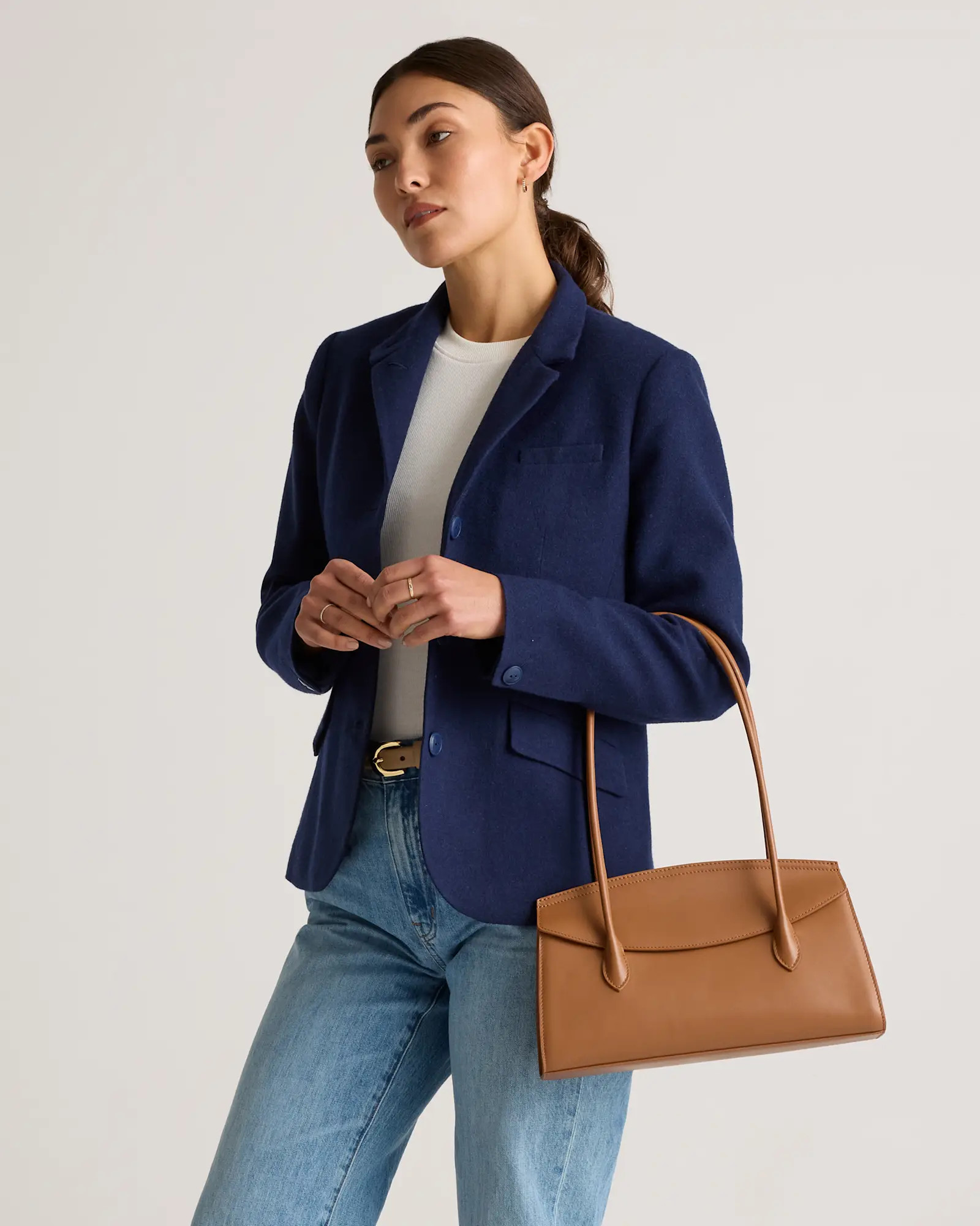 Italian Leather Double Strap Shoulder Bag | Quince