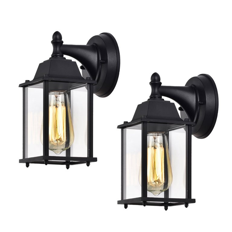 Outdoor Light Fixtures Wall Mount 2 Pack Black Exterior Porch Light Fixtures Waterproof IP65 Hard... | Walmart (US)