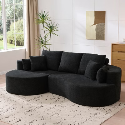 ModernLuxe 106"W Sectional Sofa, 2pcs Cloud Curved Sofa Couch with Chaise For Living Room Bedroom Apartment, Black | Target