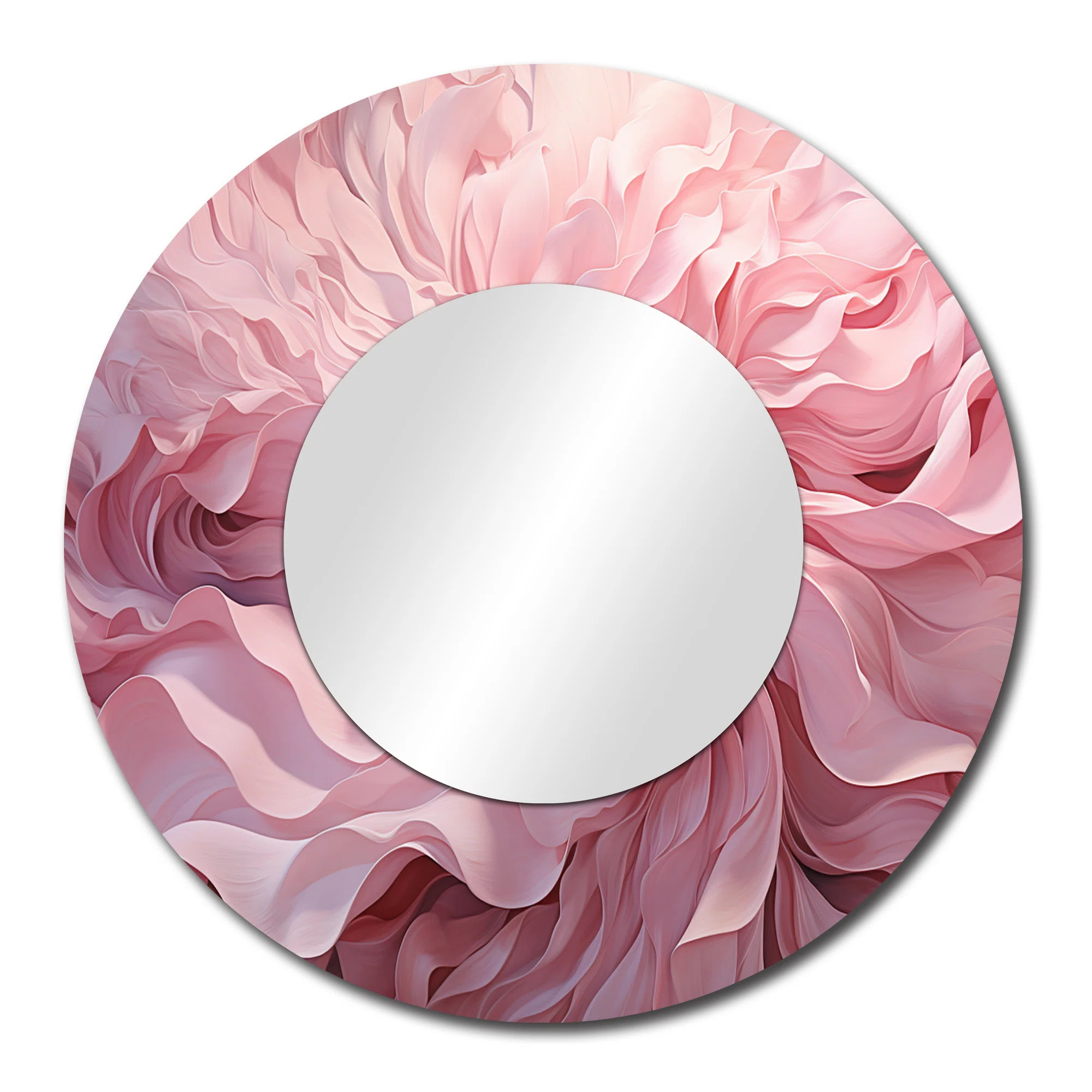 Pink Tender Twirl Spiral - Abstract Spirals Mirror, Pink Round Unique Wall Mirror, Printed Metal ... | Wayfair North America