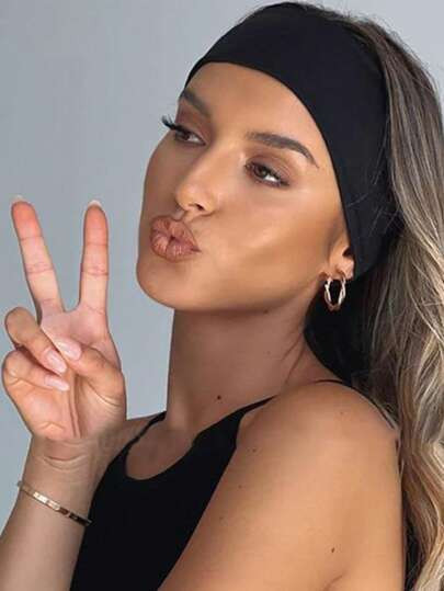 1 Black Sweat Absorbing Hair Care Headband, Hair Anti Sweat Elastic Headscarf Suitable For Family... | SHEIN