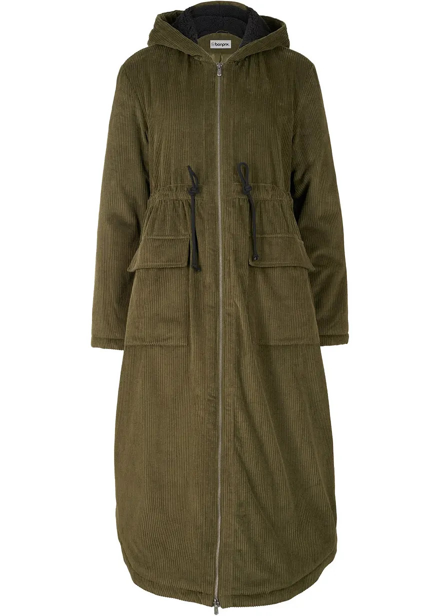 Herbstlicher Cord-Parka aus 100% Baumwolle mit mit Teddy-Fleece Kapuze | Bonprix DE