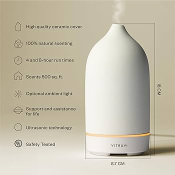 Vitruvi Stone Diffuser, Ceramic Ultrasonic Essential Oil Diffuser for Aromatherapy | Ceramic Diff... | Amazon (US)