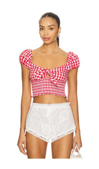 LoveShackFancy Isalia Top in Red. - size XS | Revolve Clothing (Global)