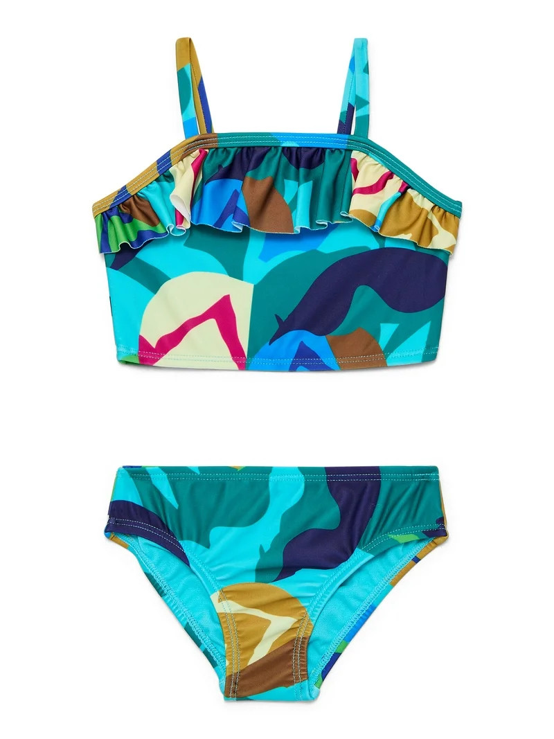 Wonder Nation Baby and Toddler Girl Ruffle Swim Tankini, 2-Piece, Sizes 12M-5T | Walmart (US)