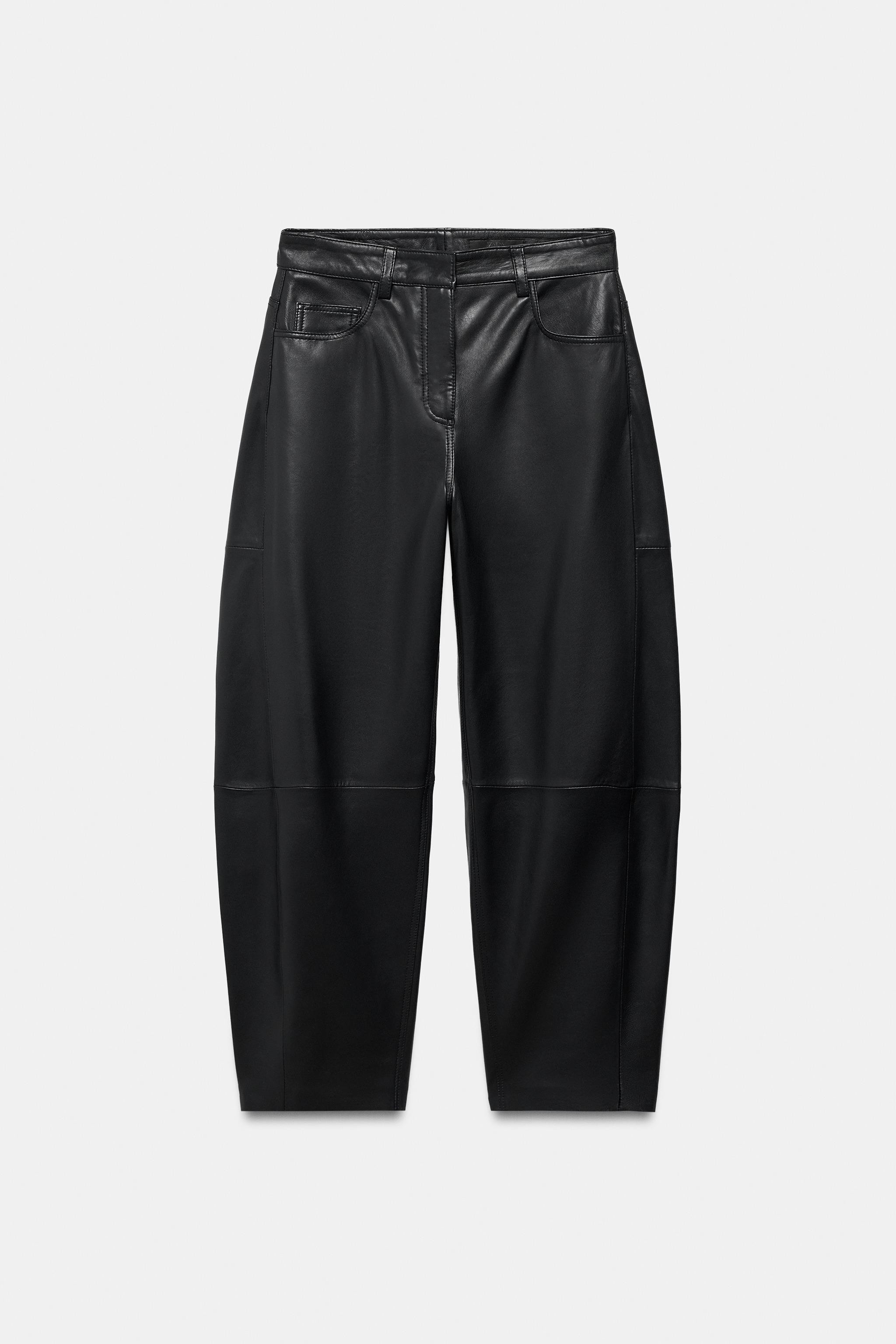 ZW COLLECTION LIMITED EDITION LEATHER BARREL PANTS | Zara US