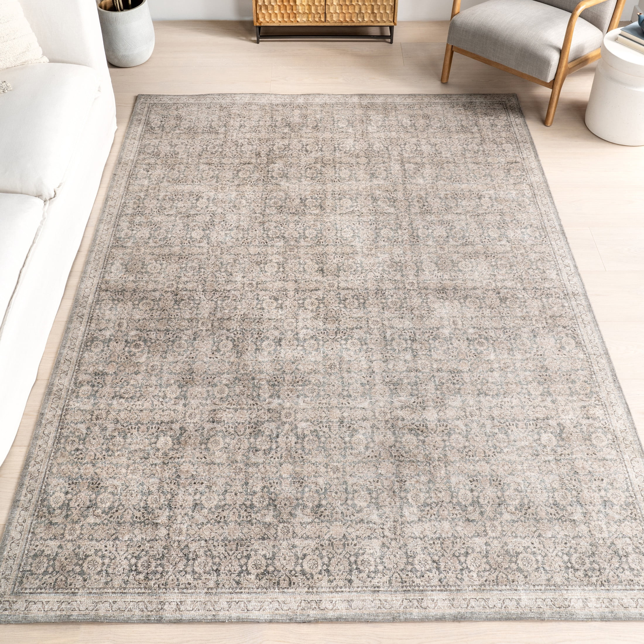 Nuloom Hillstone Collection Traditional Vintage Medallion Area Rug, 5' x 8', Cally Grey - Walmart... | Walmart (US)