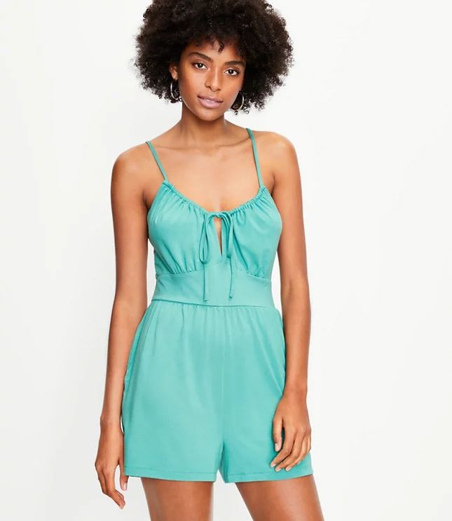 LOFT Beach Tie Neck Strappy Romper | LOFT